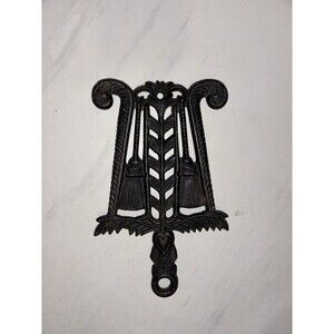 Vintage JZH Cast Iron Trivet Broom Wheat Scroll John Zimmerman Harner 1951 10
